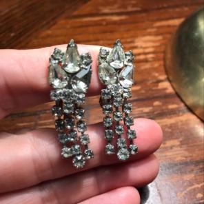 VTG Crystal Clip On Earrings