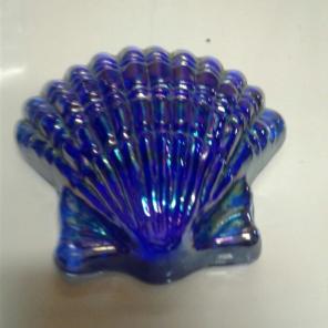 Iridescent Blue Glass Scallop Shell