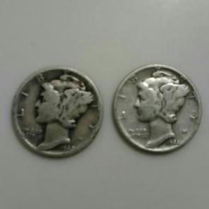 Two Silver dimes 90% silver 1942 , 1944