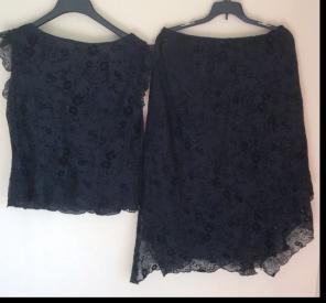 Black Cocktail Blouse & Skirt Size 10
