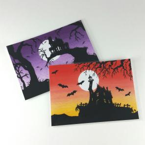2 ACEO ATC Prints Halloween Silhouettes