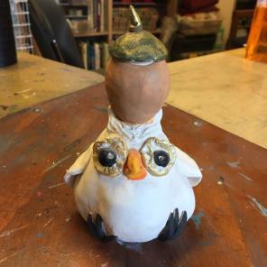 Hand Sculpted Ceramic Owl Holder & Vase!