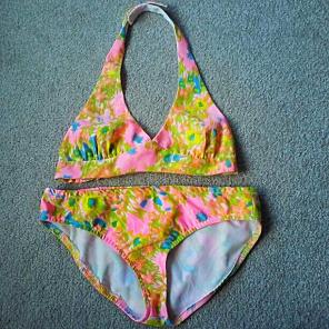 Vintage neon floral bikini