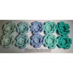 Set of 10 Ocean Blues&Teal Paper Flowers