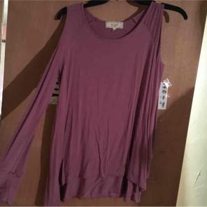 Pink cold shoulder top