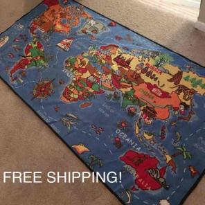World Map Kids Rug