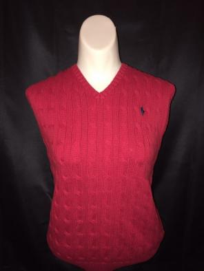 Polo By Ralph Lauren Red Sweater Vest L