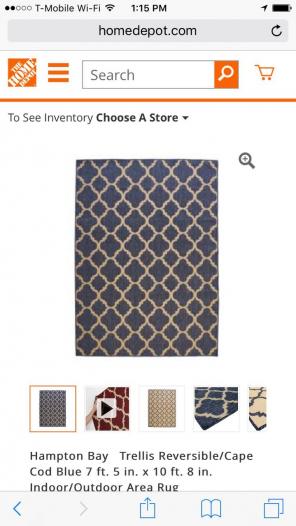 Mildew Resistant Reversible Area Rug