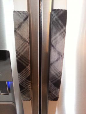 Refrigerator Handle Cover Gray Plaid