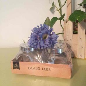 Set of (4) Mini Glass Jars Wedding Craft