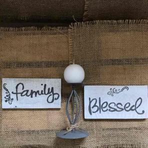 Rustic Blessed Family Candle Decor Set