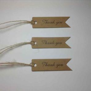 Kraft thank you flag tags with string
