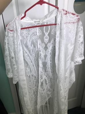 Lace fringe kimono