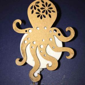 Wooden Octopus ID Badge Holder Nurse RN