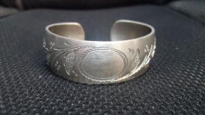 Hand engraved pewter bracelet