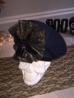 Vintage Blue Wool Fascinator Hat OS