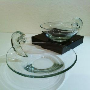 John Dreves Steuben Crystal Scroll Set