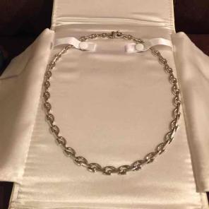 Italy 14k white gold choker nechklace