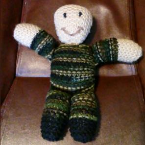 Homemade Knit Army Doll