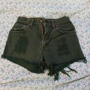 Levi's green destroyed denim shorts 7