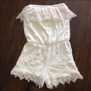 Cream Crochet Romper