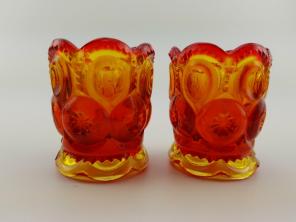 Amberina glass toothpick set of 2