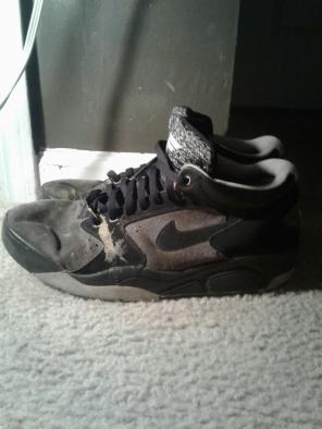 Gray abd black Nike Air force shoes
