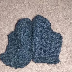 Handmade black baby booties