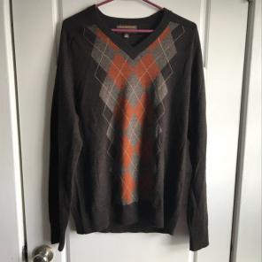 Merona Merino Wool Brown Argyle Sweater