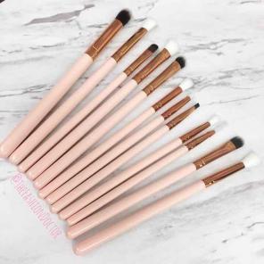 12 pink gold makeup brush set