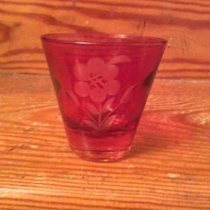 2. Red glass etched tumblers 1920s-30s