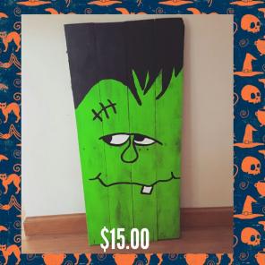 Neon Green Frankenstein Wood Pallet