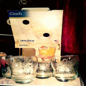 4 hand etched fairy cinch glass set NIB