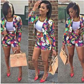 Floral blazer with matching shorts