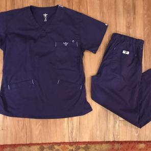 Med Couture XS Dark Purple Scrub Set
