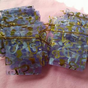 Organza bags- Purple Heart print