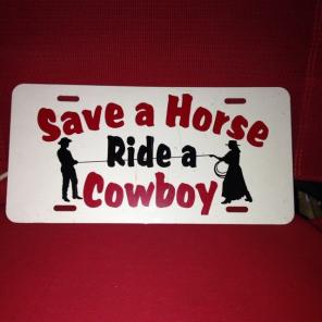 License Plate Horse And Cowboy Saying