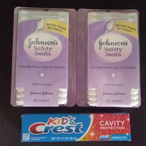 Johnson's Safety Swabs Crest Toothpaste