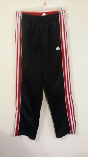 Black and Red Addidas Warm-up Pants YL