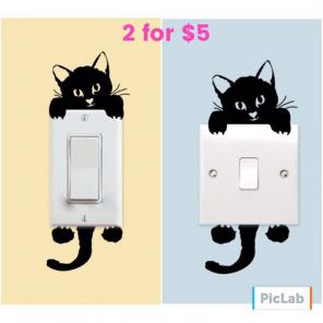 2 Kitty Cat Wall Decals ~Free Ship~