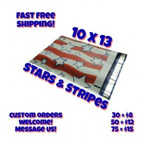 30 Poly Mailers 10x13 Stars and Stripes