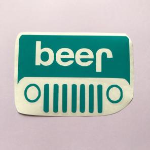 Teal Jeep "beer" Decal