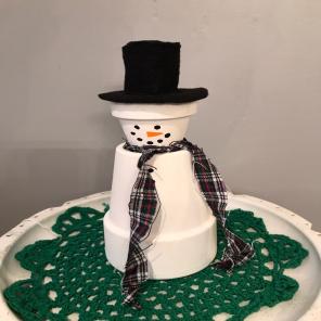 Handmade Clay Pot Snowman Decoration New