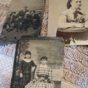 3 antique tin photos