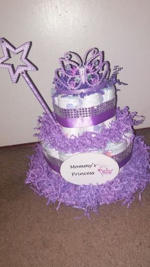 Mommy's princess purple diaper cake