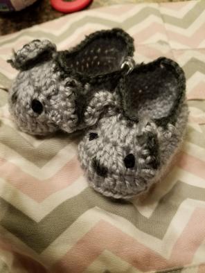 Hand Crochet baby mouse slippers