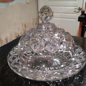 Covered Cut Glass Cheese holder