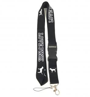 Love Pink (Black) Lanyard Free Shipping