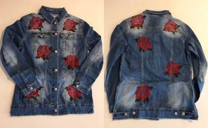 Lularoe Jaxon Jean Jacket Rose Print Med