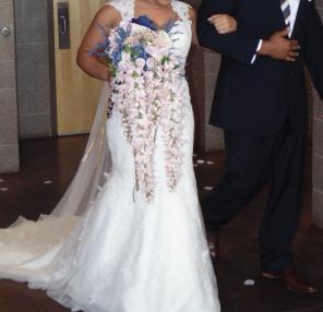 Navy, Pink, & Gold Cascading Bouquet